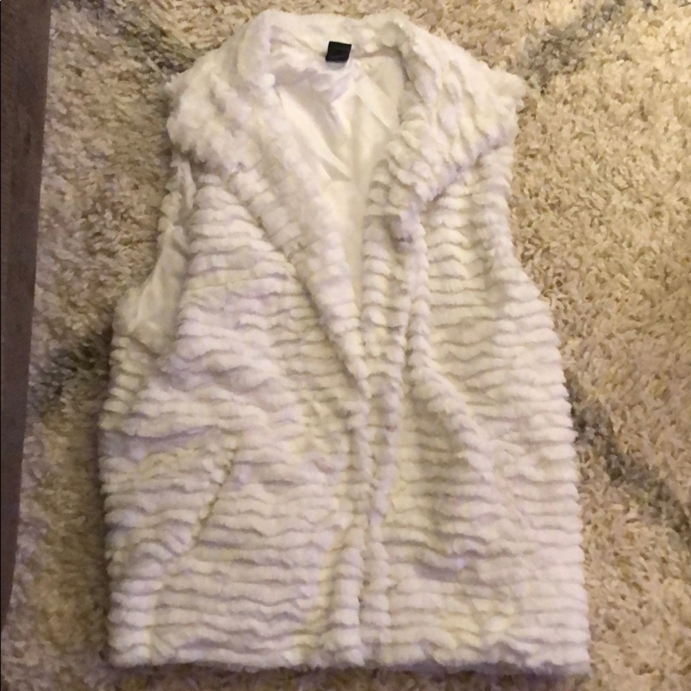 White faux fur vest